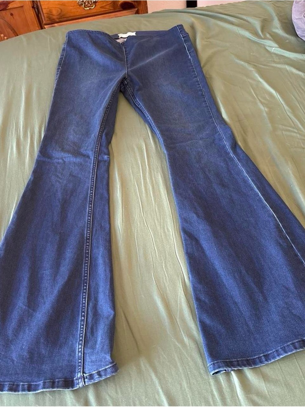 Free People Indigo Flared Wide-Leg Jeans